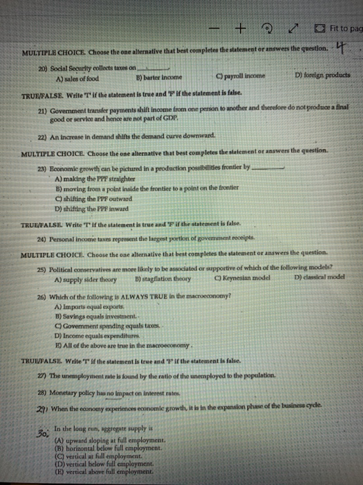 - + r Fit to pag MULTIPLE CHOICE. Choose the one alternative that best completes the statement or answer the question. D) for