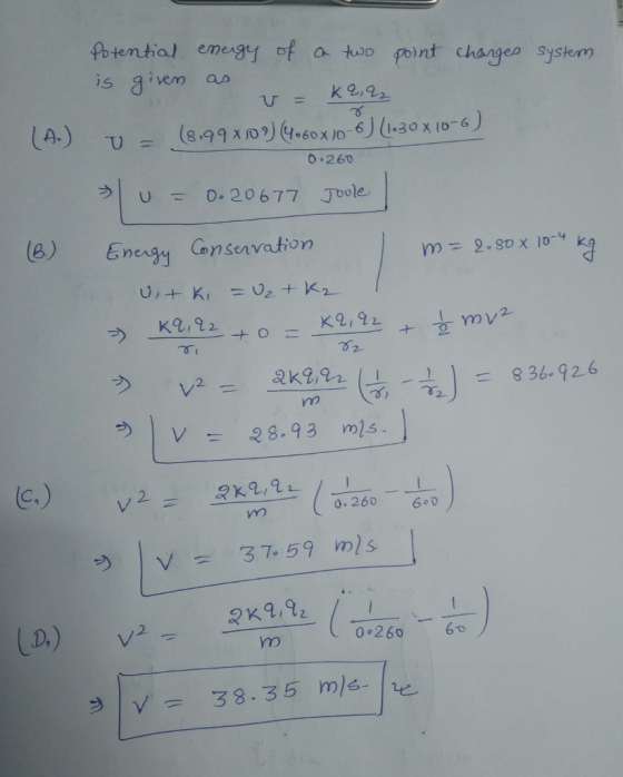 Potenta) emegy of atuo pont changes system is givem as 0.260 U 0. 20677 Joule e) Enegy onseavation 836-926 V 28.93 mls- 0.260 6。0 vn 2 D, 0260 6 vm te