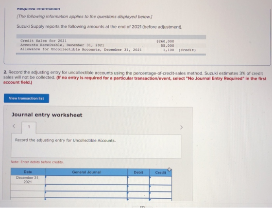 Kequirea inTormatIon The following information applies to the questions displayed below] Suzuki Supply reports the following