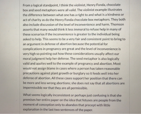 From a logical standpoint, I think the violinist, Henry Fonda, chocolate box and seed metaphors were all valid.The violinist
