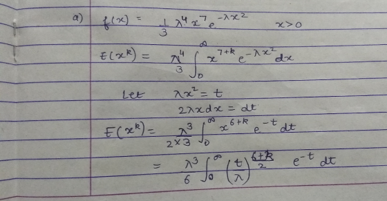 2) f(0) -xx2 7 427812? xxo 7+k x2 Elak) Let x² = t. 27adx = dt. -t at Elxk) = 10 x 6tk 2x3 to 6 Jo