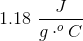 1.18 \ \frac{J}{g \cdot ^oC}