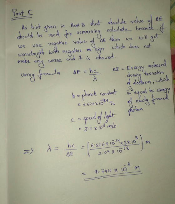 Past & As hint given in Part B that absolute value of DE should be used for remaining calculate because it we use negative va