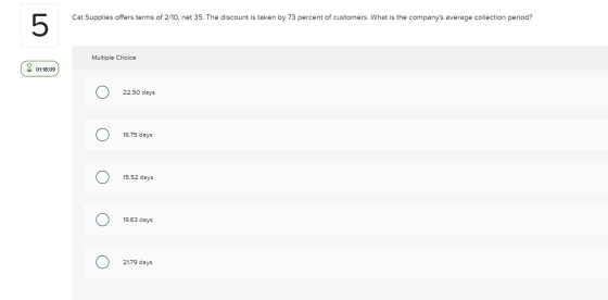 Cat Supplies offers terms of 2/10, net 35. The discount is taken by 73 percent of customers. What is the companys average co