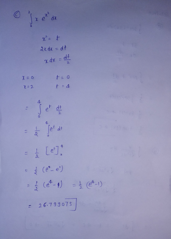 Tze da 2x dx = dt x dx = df 2 x=0 t=0 x=2 t = 4 et dt 2 dt 4 2 2 (et_eo) 2 = 26.799075