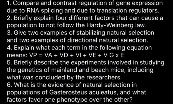 1. Compare and contrast regulation of gene expression due to RNA splicing and due to translation regulators. 2. Briefly expla