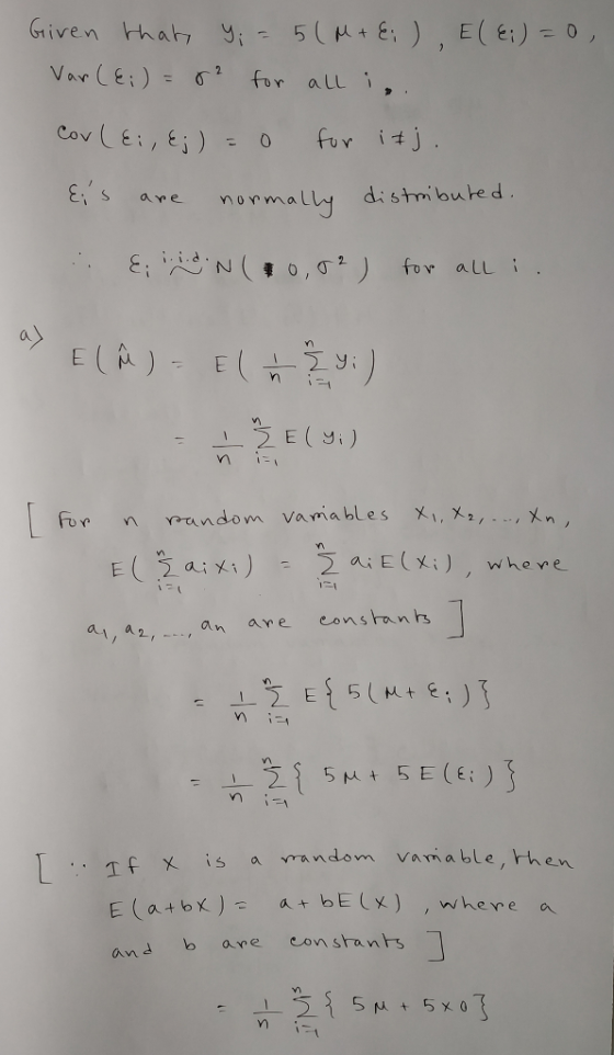 Var (6): σ2 for all . , E,s arenormalu di stmi bute d 似 に1 a, a an are eonstrants ni Vn s a random Variable, he e constants and b am