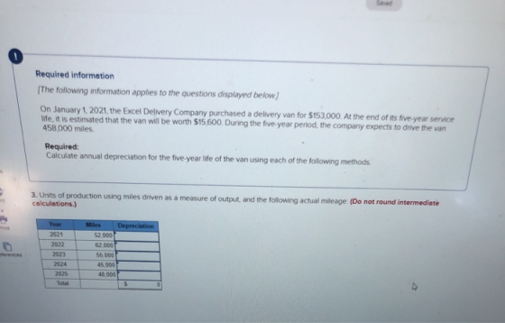 Saved Required information The following information applies to the questions displayed below On January 1, 2021, the Excel D