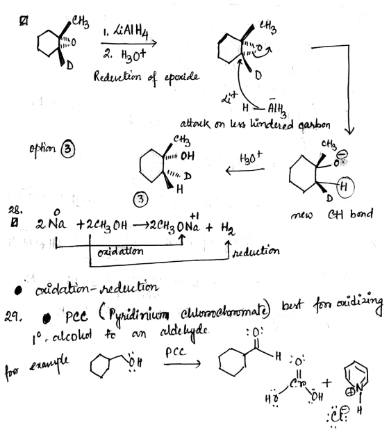CH₂ ett ..:0 → O D 1. LiAI HA 2. H₂ot Redenction of epoxide H-Alth attack on less hindered carbon Cth 1 option & сH, VILLA OH