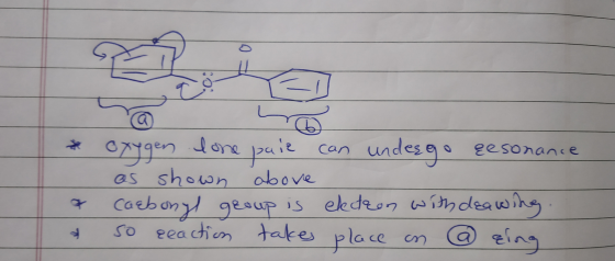 * - & & oxygen lone pair can undesgo gesonance as shown above Carbonyl group is eldren with deawing. so reaction takes place