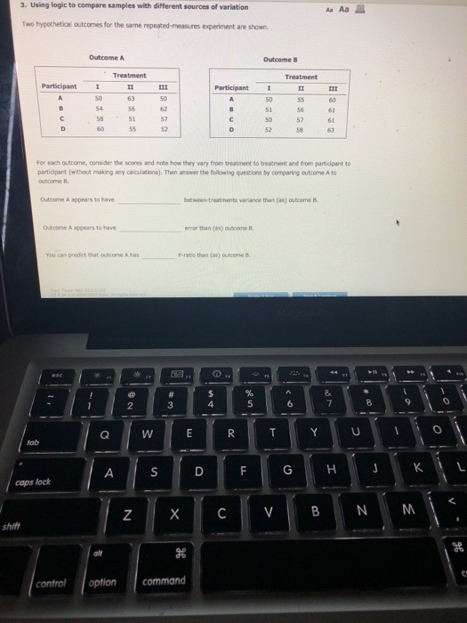 3. Using logic to compare samples with different sources of variation As Aa Two hypothetical outcomes for the same repeated-m
