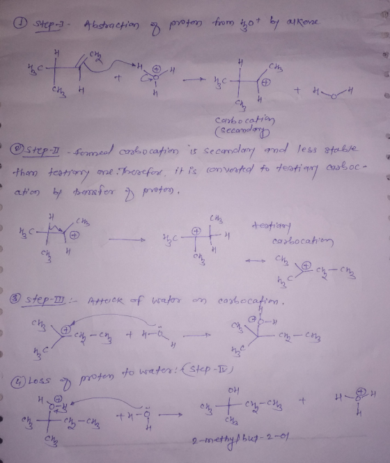 step] Abstraction of proton from that by askere. Chh cthy H + H - - Carbocatian (secandang step-II -somed carbocation is seco