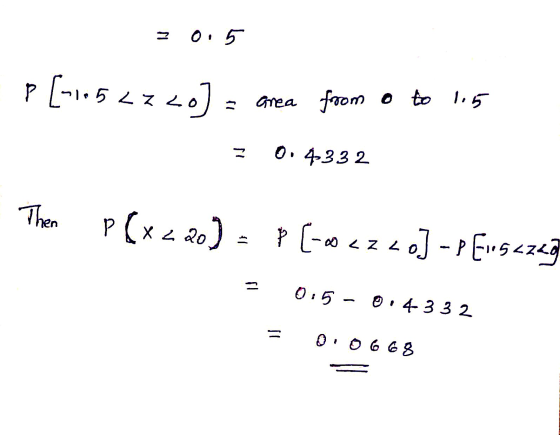 NU 0.5 P [-1.52720) area from o to 1.5 0.4332 Then P(x 2 го) p [-oczLo] - pEigaza? 1] 0.5 -0.4332 = O 06 68