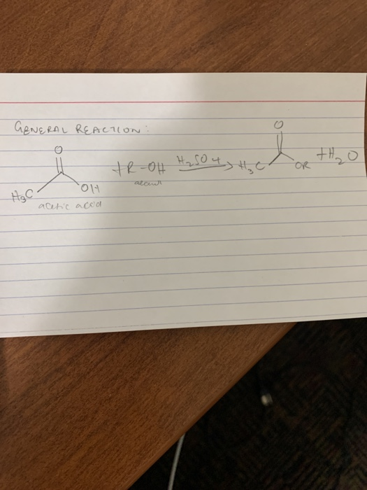 GENERAL REACTION TR-OH H₂SO4) the OR TH₂O accent H₂C oh acetic acoa