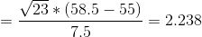 V23 + (58.5-55) 75 = 2.238