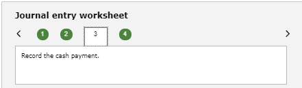 Journal entry worksheet < 0 0 0 Record the cash payment.