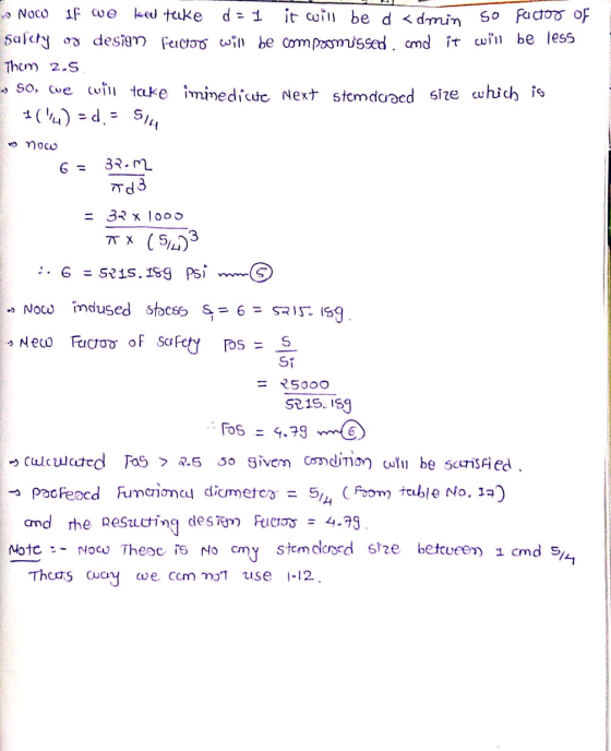 w Nocu if we ket teke d = I it will be d <dmin so factor of Safety oy design factor will be compoomussed and it will be less
