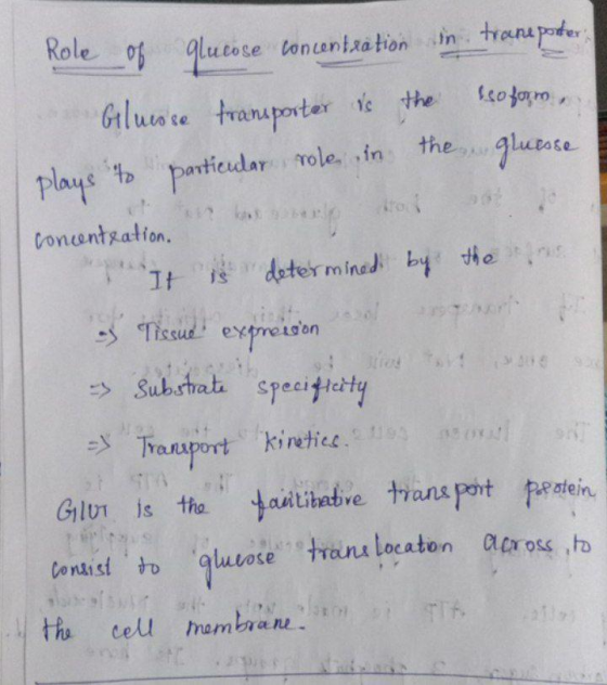Role of qutose concentration in trane porter Glucose tramposter is the the gluesse Iso forma plays to particular role in conc