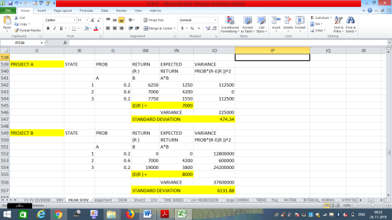 STATS - Microsoft Excel (Product Activation Failed) Add-Ins File Home Insert Page Layout Formulas Data Review View - 2x % Cut