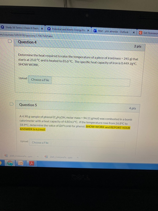 Mail - yitsi almeida - Outlook Q Study 16 Terms Chem 6 Flash * Q Potential and Kinetic Energy Rex m/courses/1093038/quizzes/1
