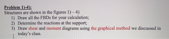 Problem 1)-4): Structures are shown in the figures 1)-4) 1) Draw all the FBDs for your calculation; 2) Determine the reaction