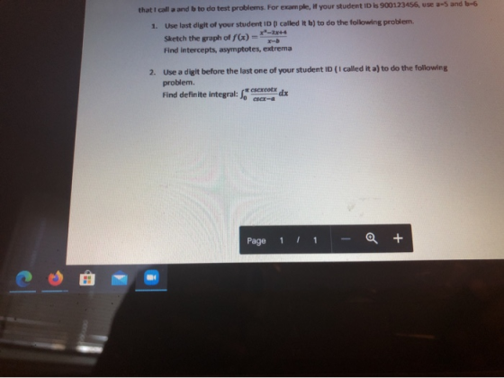 that I calla and b to do test problems. For example, If your student ID is 900123456, use 3-5 and b-6 1. Use last digit of yo
