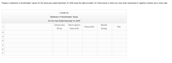 Prepare a statement of stockholders equity for the fiscal year ended December 31, 2016 using the table provided. For those b