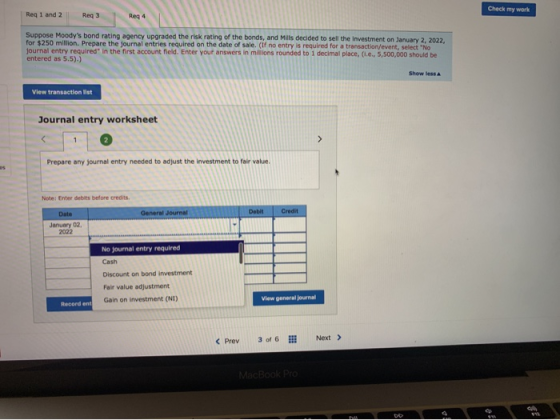 Check my work Req 1 and 2 Reg 3 Req 4 Suppose Moodys bond rating agency upgraded the risk rating of the bonds, and Mills dec