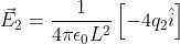vec{E}_2=rac{1}{4piepsilon_0 L^2}left [ -4q_2hat{i} ight ]