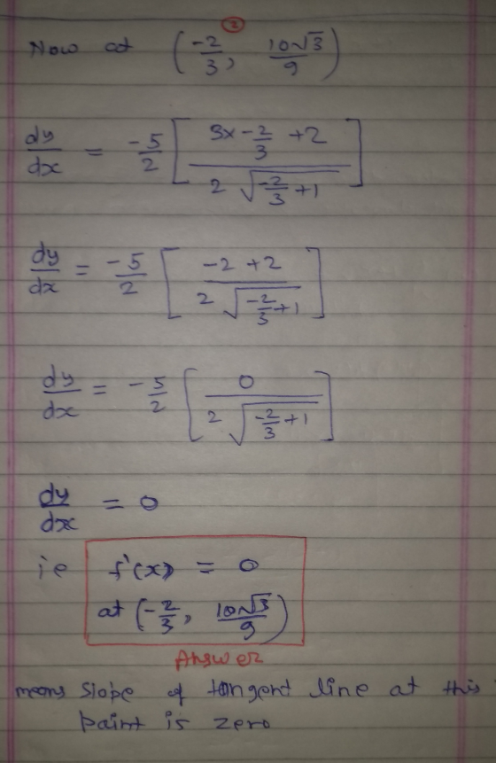 Now oot 2003 9 32 SX-3 +2 3 dac 2 223+ dy dz - 2+2 2 + dy dac je fex) = 0 at 6, los Answer meons slope of tangent line at thi