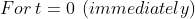 For\:t=0\:\left ( immediately \right )