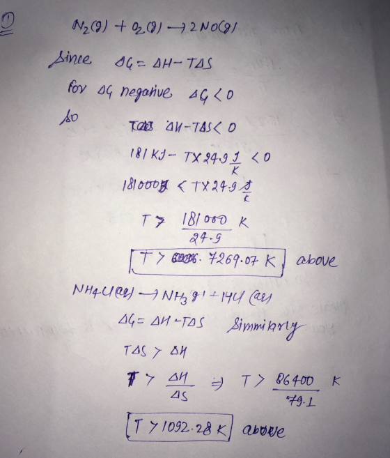 N2(9) + 02.09) - 2 NOCG) since 8G=AH-TAS for og negative AGLO so Te 44-TASKO 181 KJ – TX 24.9 IZO 1810004 < TX24.95 T 181000