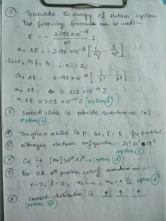 Hatom castem n2 3 2 22 3 Comect choie is principle oawtum no. (n) given orbital is p. So, R: 소,orporbihel n,忻ogen The The atven or (E) t»ng anrahon _ Js2252 얹 2P 3 elechowie, (option-