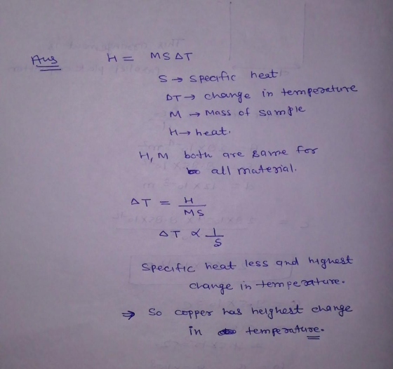 HMSAT sspecirfc heat H-heat H both are Bavne frs aall matenal Specific heaut less and higuast โห