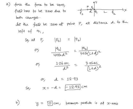 a) forta for to be zero, felD oo to be 2eno ds to 2 both chorgeD to th - eD be Zeno ar folv나 P, at distance left of v 1%) ord