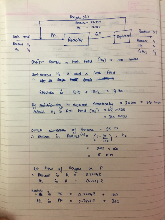 Ber une_ 22-74 .1. 1 GP eBenn Bentunt 04 0-1 엄 Stochomeng, toured theorth Actual uan. hesh Feed (n5)こ1.2 x300 3 100 = 300 moles 360 mow loo 0.0S 100 s mol let Fow Benuue PE O , 2274