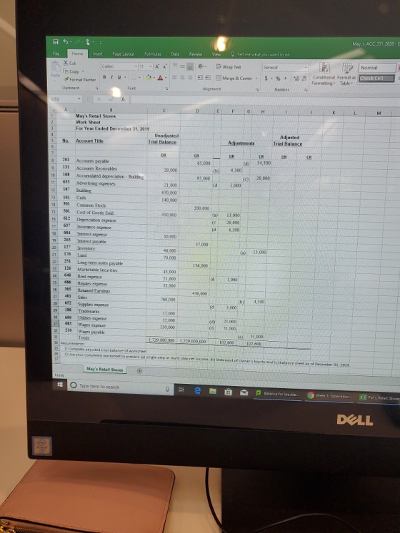 Mays ACC_331_20120 - File 5. Home X Cut Review Insert Page Layout Calibri . Formulas Data AN == View Tell me what you want to