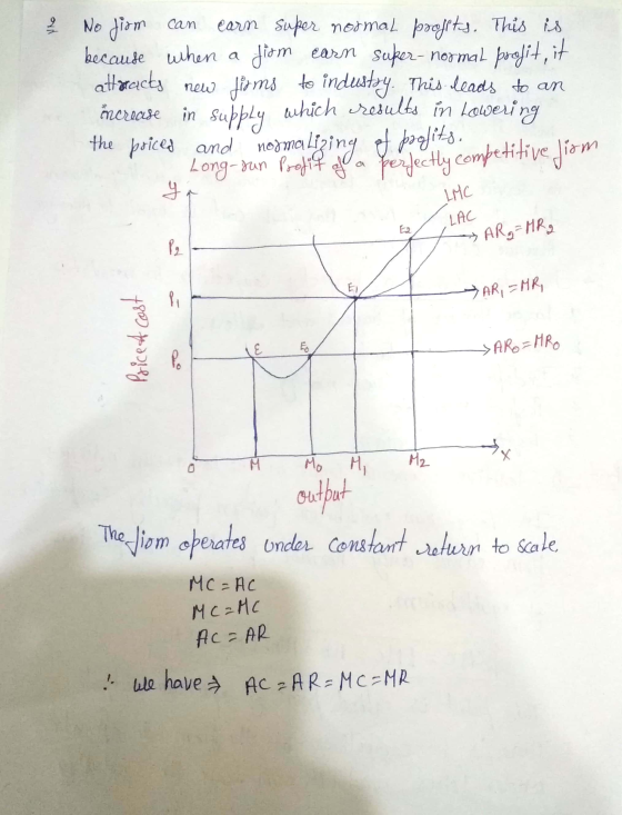 fo perfectly competitive from No firm can earn super normal profits. This is because when a from earn super- normal profit, i