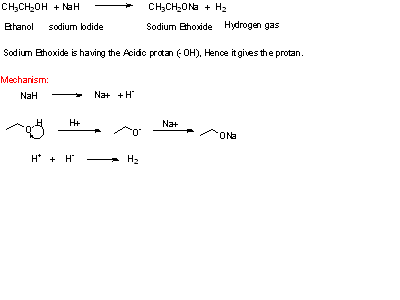 Eha sodium bdide Sodium Bhoxide Hydrogen gas Sodium Ehoxide is having the Acidc praa OH), Hanoe itgives the protan Mecharism: