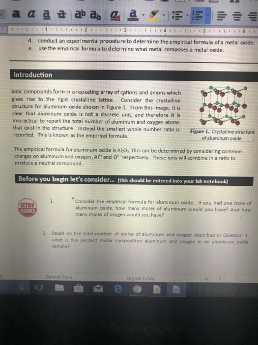 aa a aab ap & ..19 12 13 16 d. conduct an experimental procedure to determine the empirical formula of a metal oxide. e use t