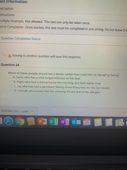 est Information escription structions Multiple Attempts Not allowed. This test can only be taken once. orce Completion Once s