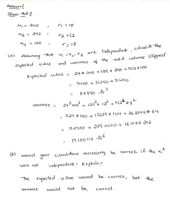 3 g -th4 、ǐパrs are independe + , CLcualJ the and va、ionce 아.the -totul volume shrpe (a)Assumio 51200 5400 t 31.250 $4850 -ft 2 2 2. 19 1oo 16 -ft b) ere not (dependent? E入 in? The expected vue would be covYect, bet hut Valiance ould not