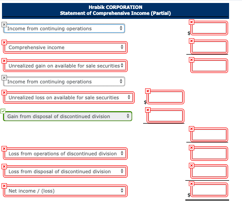 Hrabik CORPORATION Statement of Comprehensive Income (Partial) Income from continuing operations 1000 TT Comprehensive income
