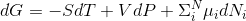 dG = -SDT +VdP + MidN,