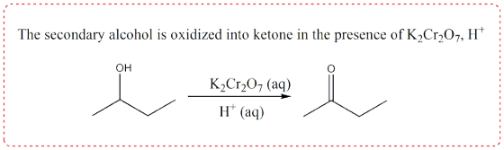 : The secondary alcohol is oxidized into ketone in the presence of K2Cr207, HT он K2Cr20, (aq) H (aq)