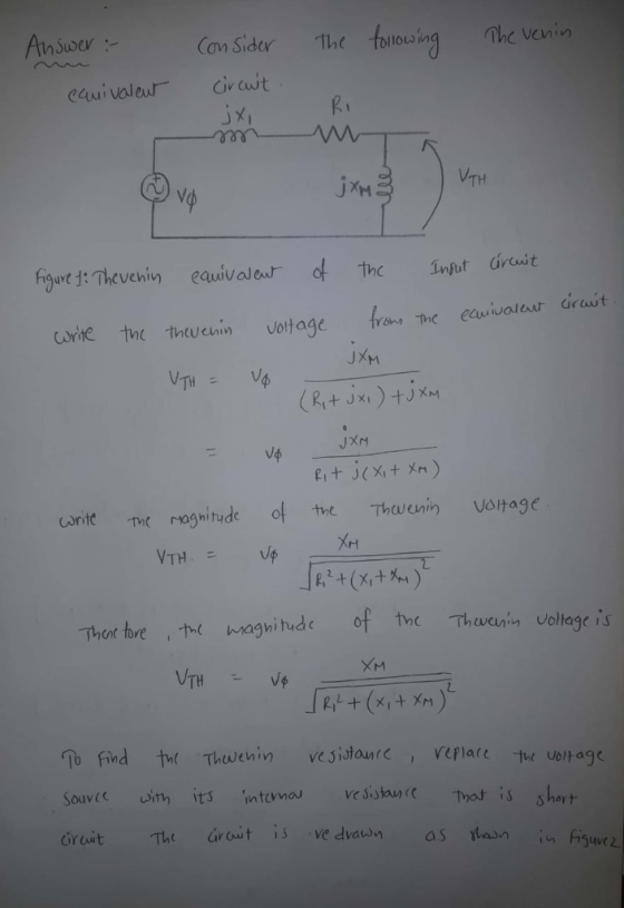 AnCa Sidr Te follouwing Thc veni ixi Ri VTH fgunt s: Thevehiny equivalew f the inut irewit he eauivarest Graut ons cnin JXM rite Theragnitude 아 the Thu, enn Voltage Thert bree nndghitde of tnc Thvei volteeis oltage is XM TH Souwc with its internal vesistan (C Thats short- Groit The r out ve dvau as aniswe