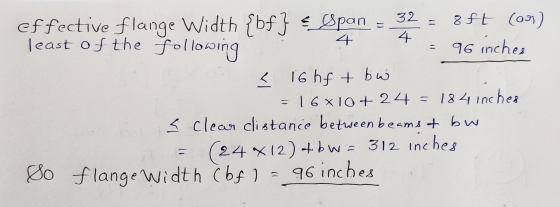 effective flange Width ly least of the following effective flange Width {bf} = $pan = 32 = 8ft (09) 4 4 L 16hft bw = 16X10 +