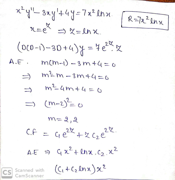 R=70² enx x²y - sxy+4y=72² lnn. r=et 3) <=lnx. (0(0-1)-30+4)y = 4e2% z A.E. mcm-1) – 3 m +4= 0 - m?m – 3m +4=0 m²_4m +4=0 =