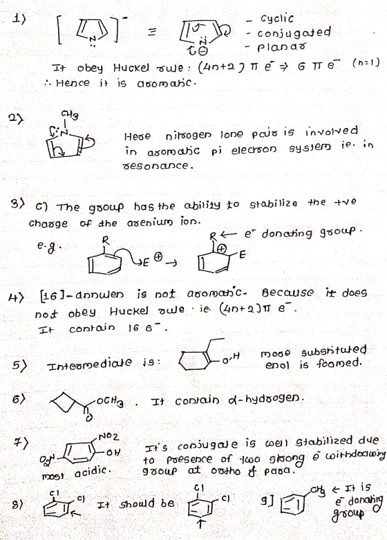 - Cyclic | []) = 1 B - conjugated - planao It obey Huckel swe: (40+2 jo é => 6 Té (121) :: Hence it is noomaho. CHE Hege nitr