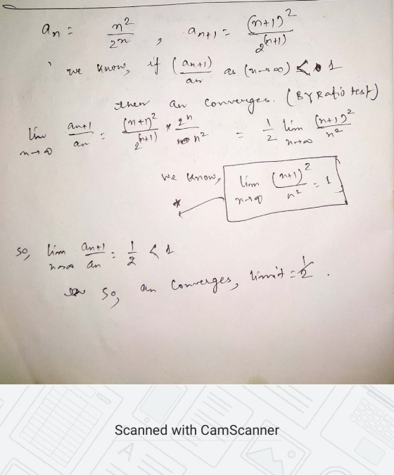 2 an (M+102 antla 20 2 > if (anti) ve know, as (nso) on (By Ratio test) then an converges. (men? 2h I lim (n+192 line 2 2 42